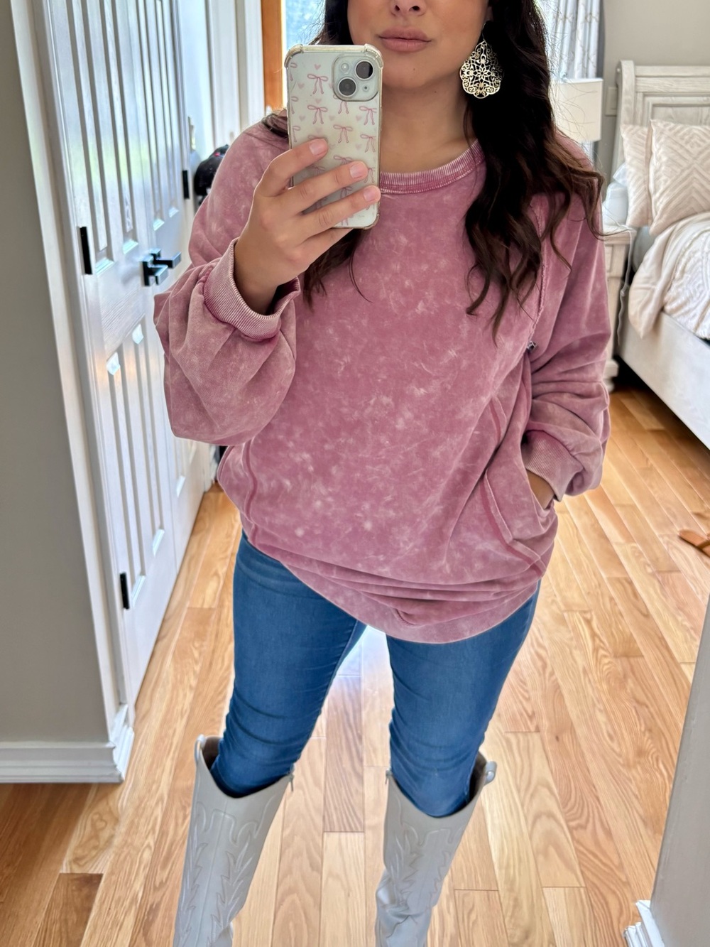 New in mineral Wash sweatshirt tunic with pockets
